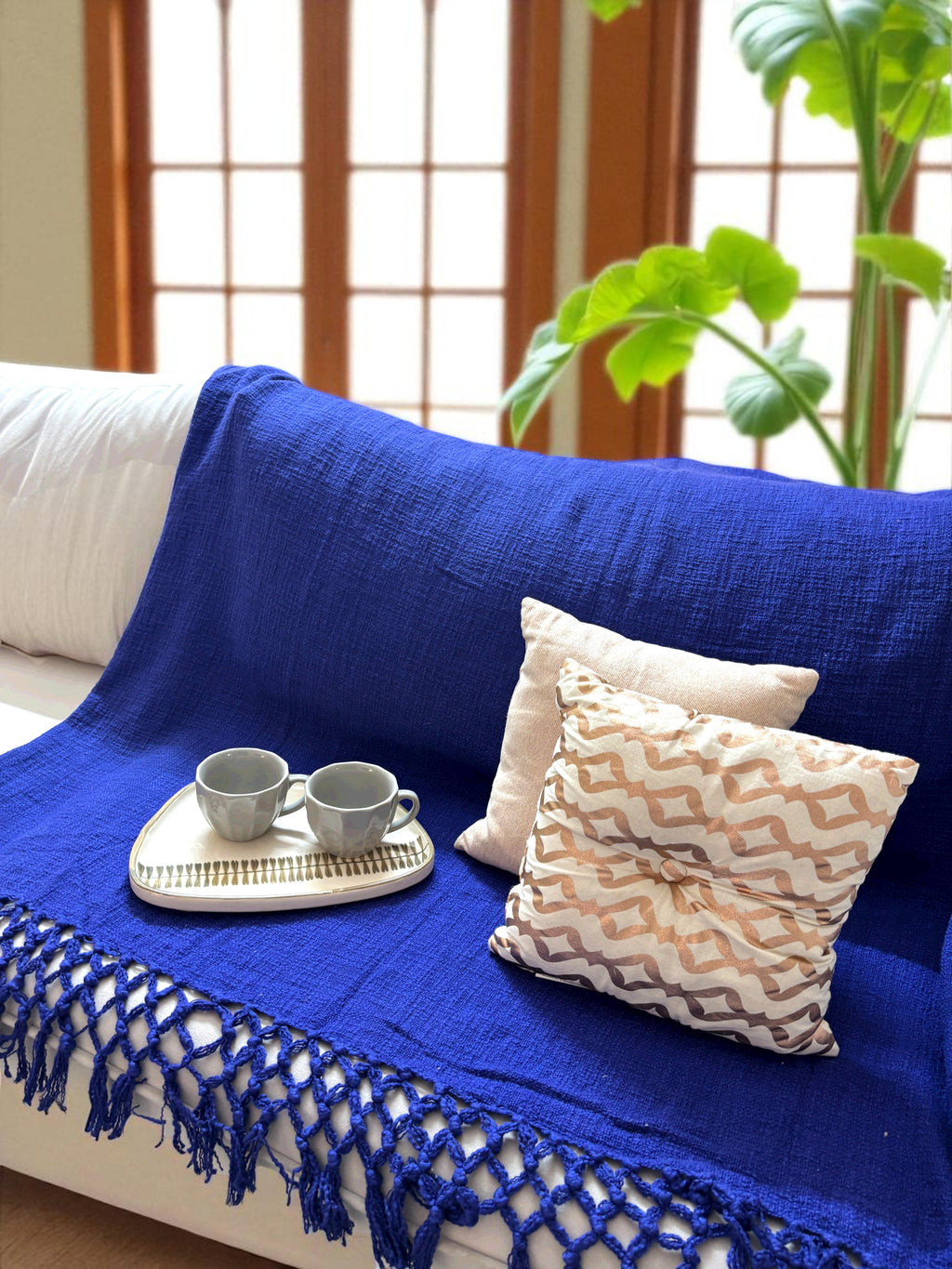 Blue Artisan Sofa Throw