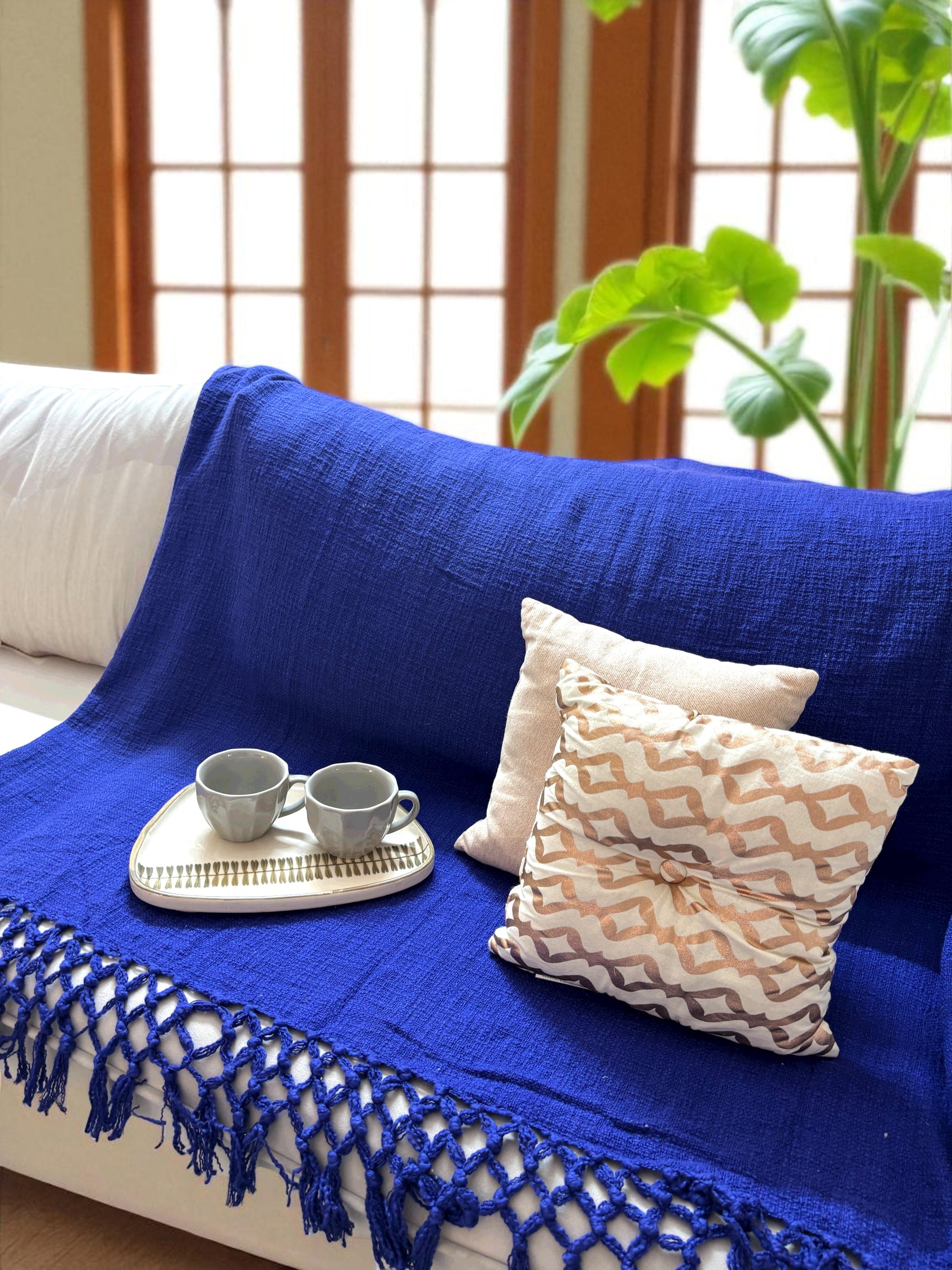 Blue Artisan Sofa Throw