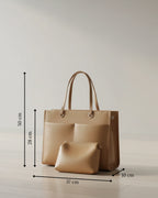 Chic Brown Office Tote Bag with Pouch