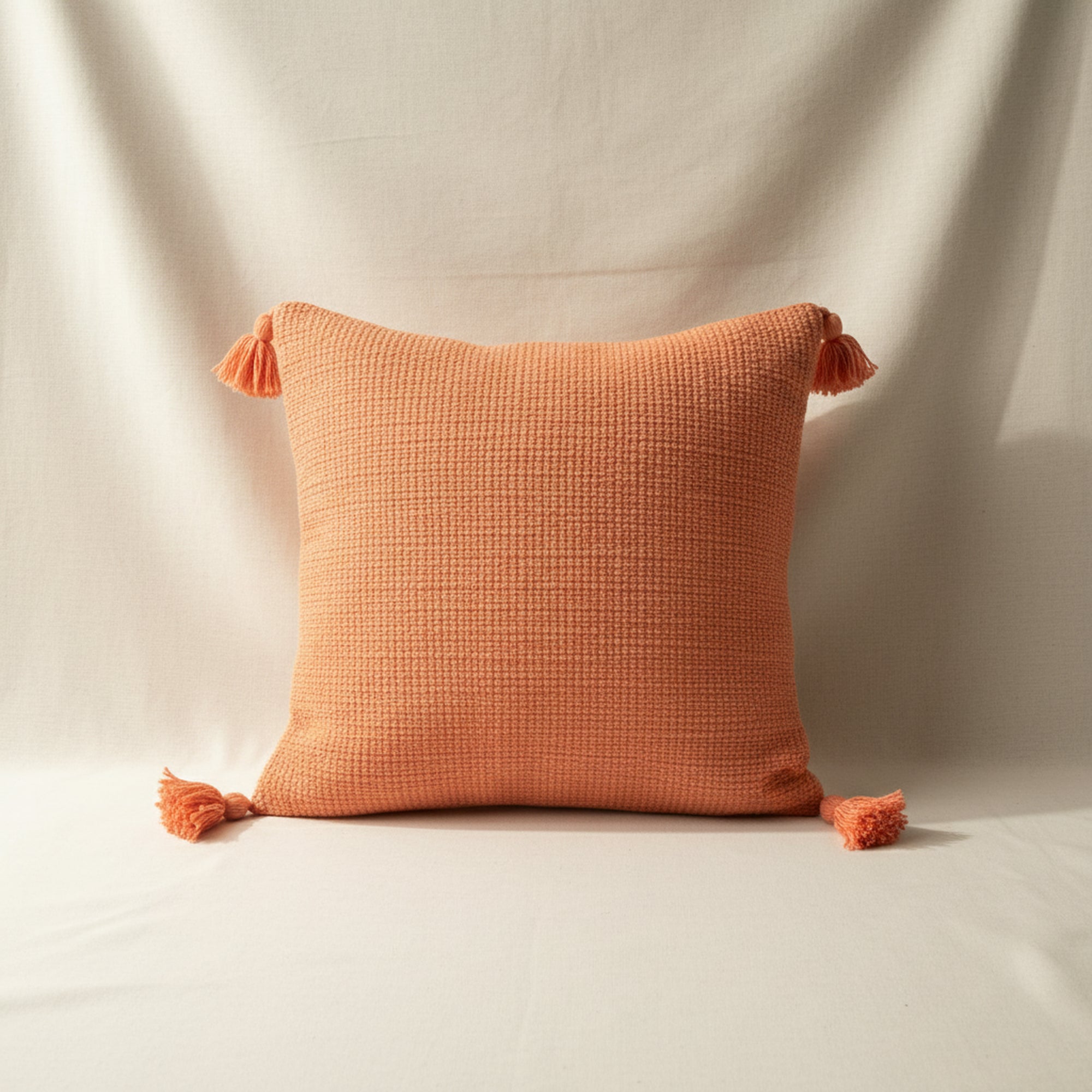 Warm Rustic Orange Tassel Cushion Covers - Set of 2