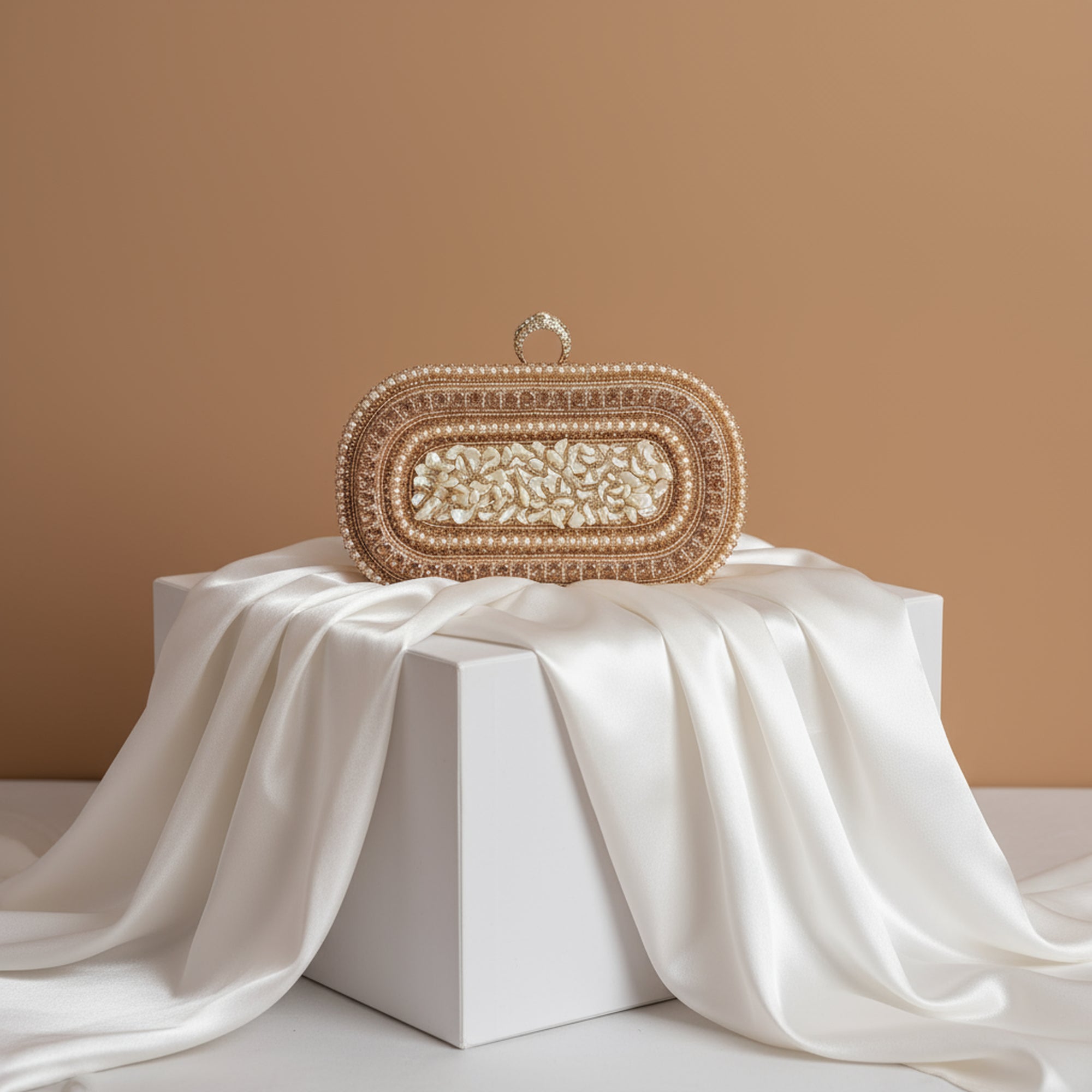 Rose Gold Pearl & Shell Clutch