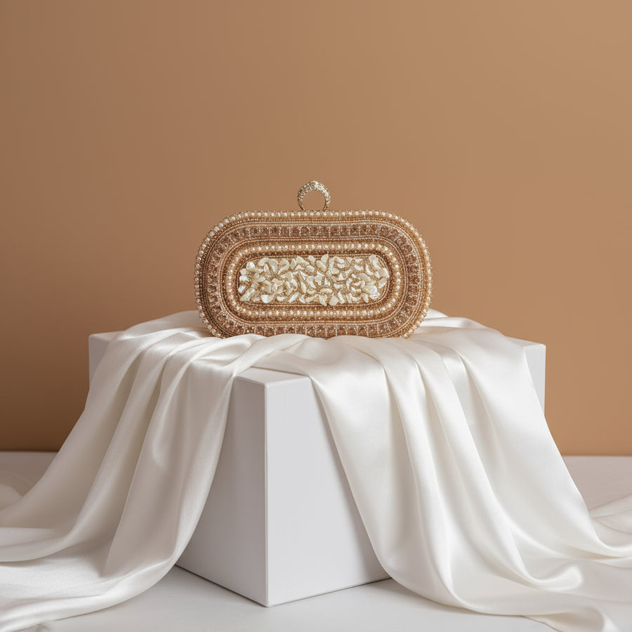 Rose Gold Pearl & Shell Clutch