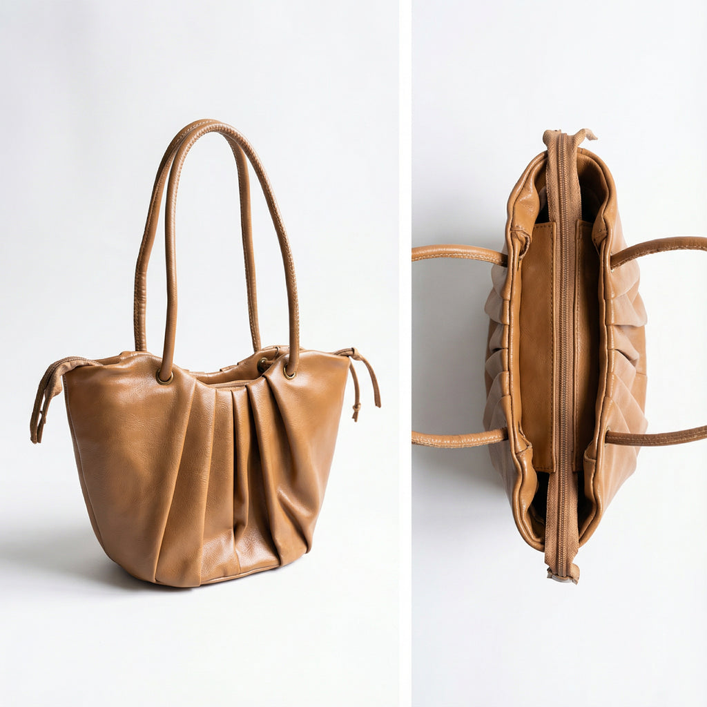 Faux Leather Everyday Pleat Bag