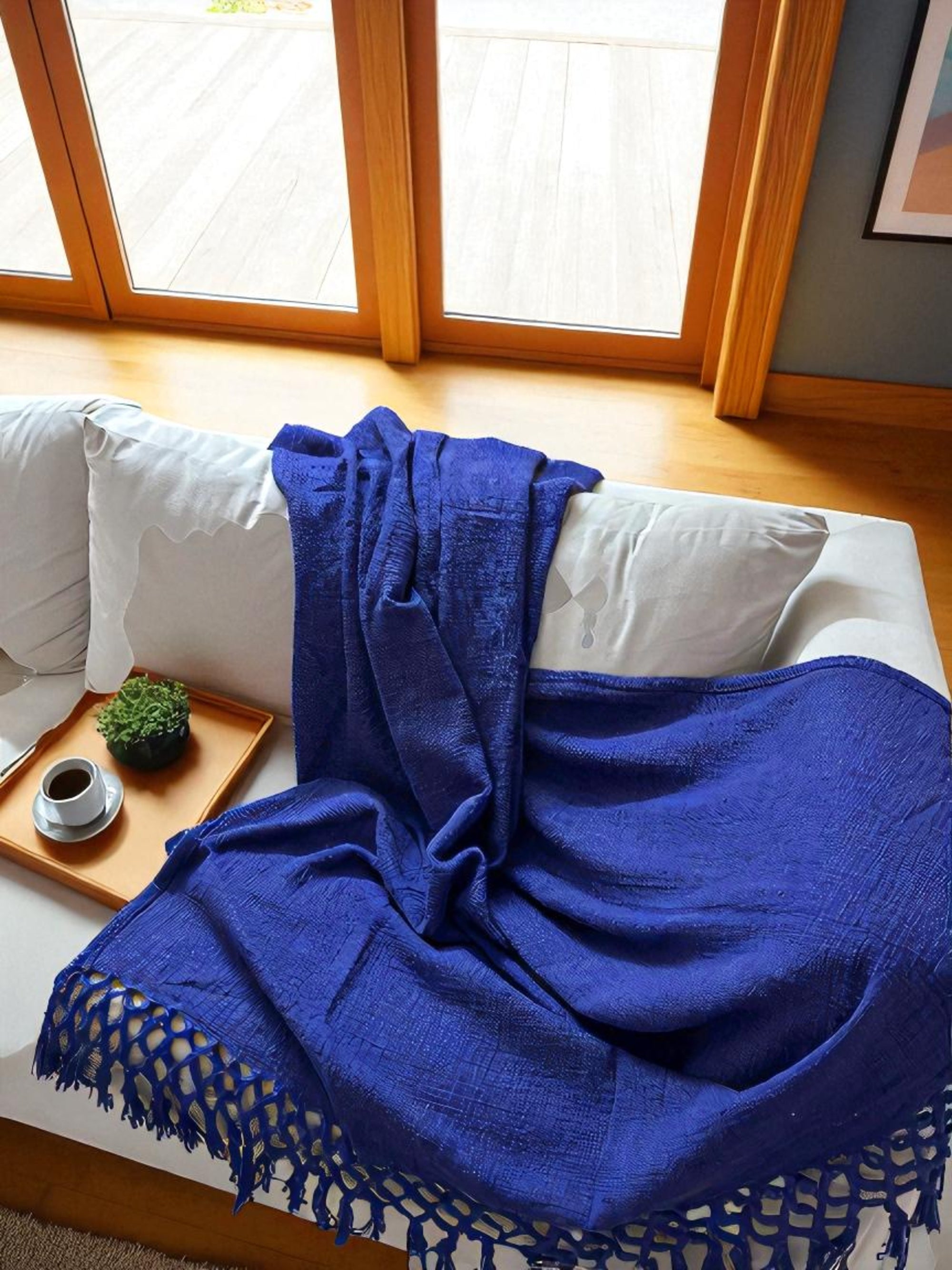 Blue Artisan Sofa Throw