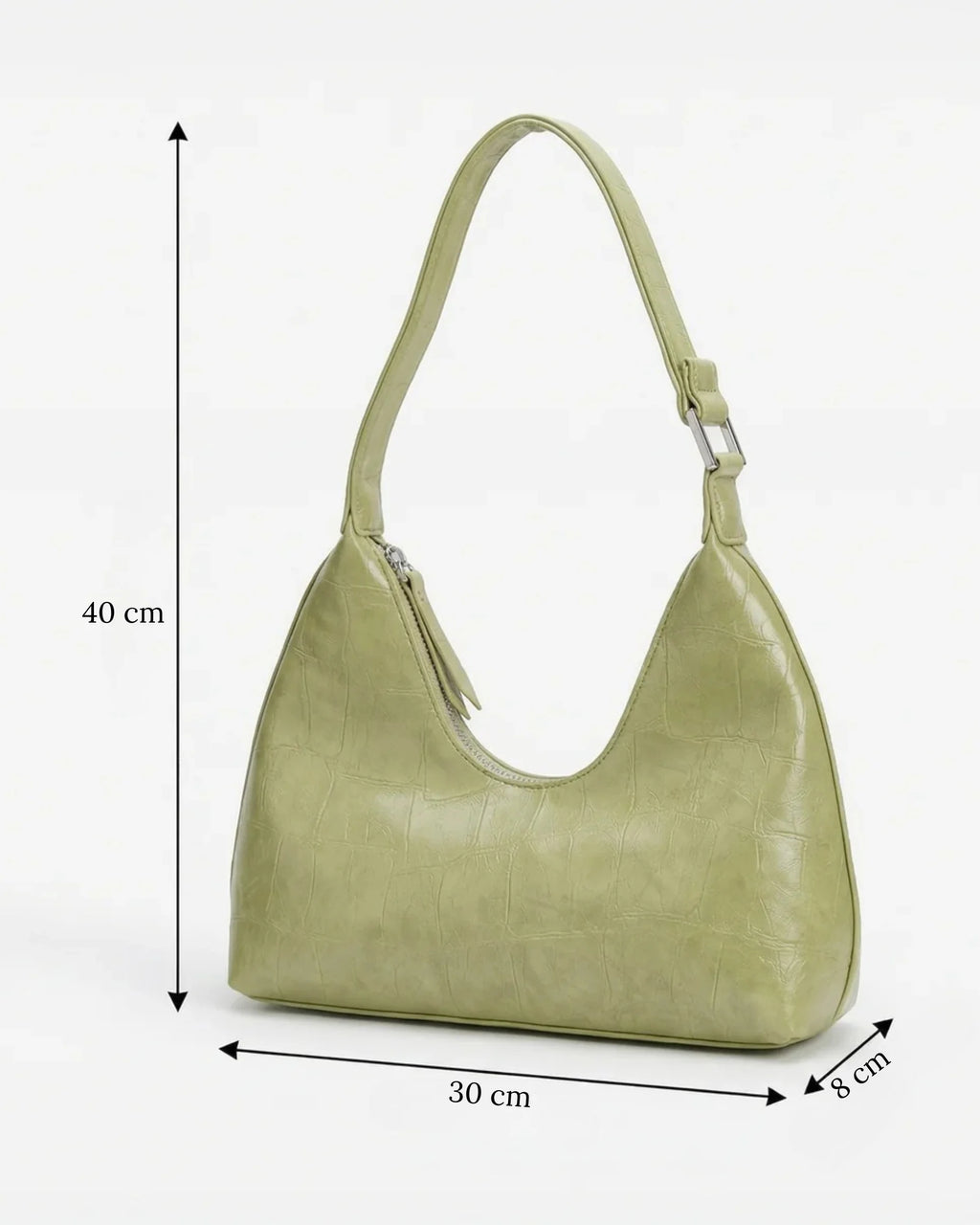 Luna Croc-Texture Shoulder Bag