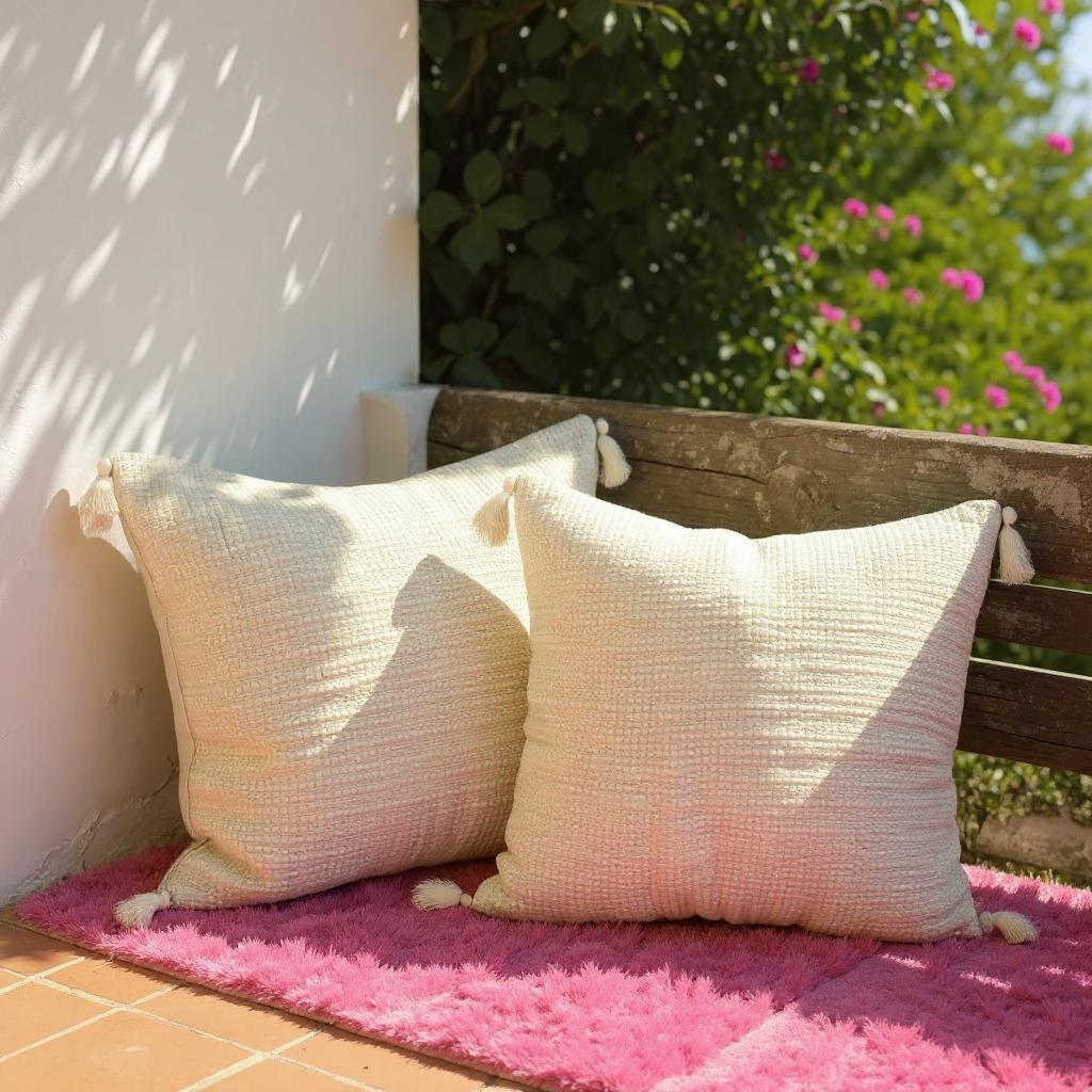 Artisan-Chic White Textured Cushion Cover -Set of 2
