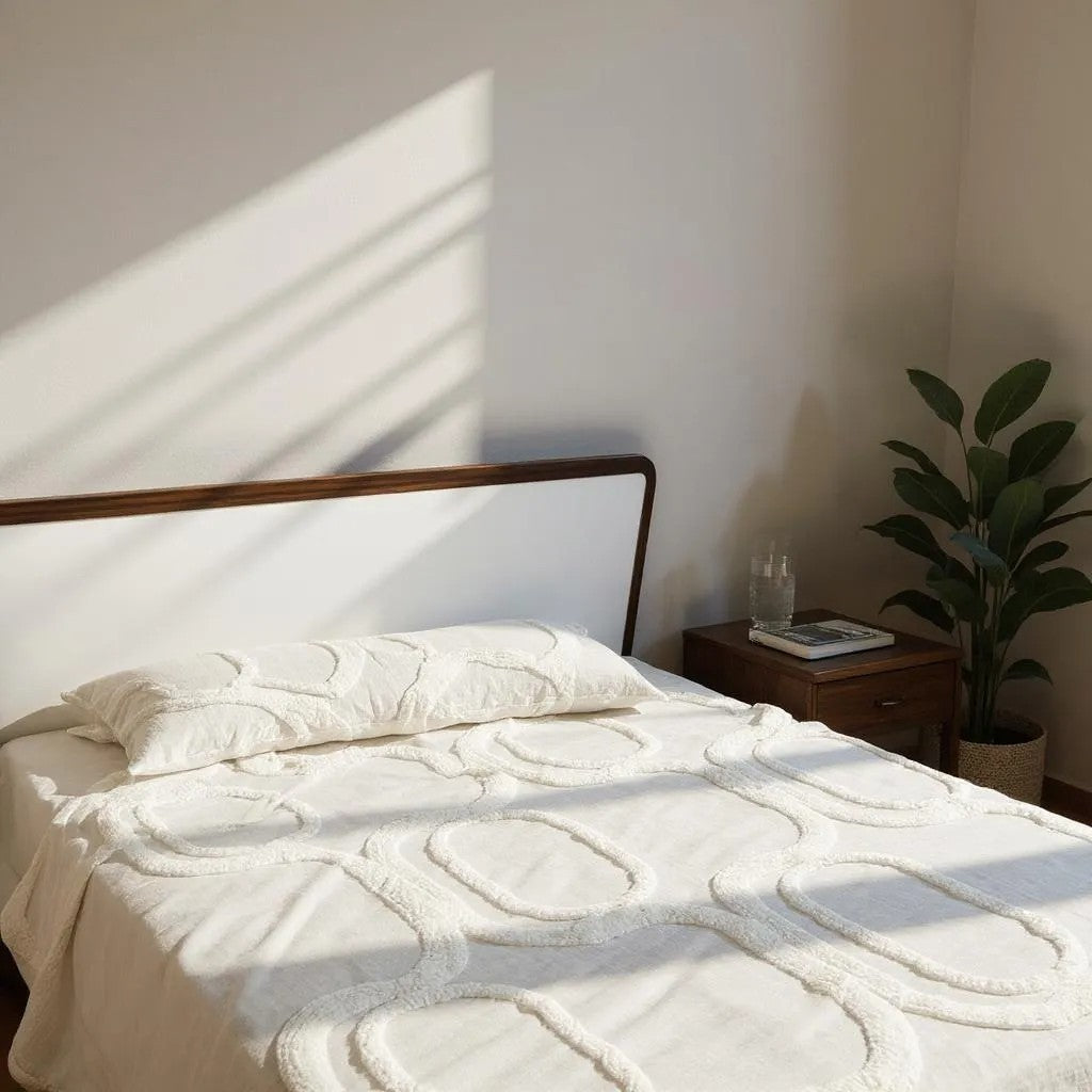 White Cotton Tufted Bedspread