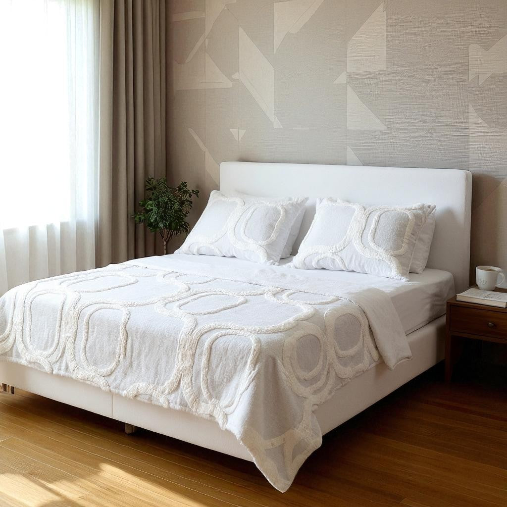 White Cotton Tufted Bedspread