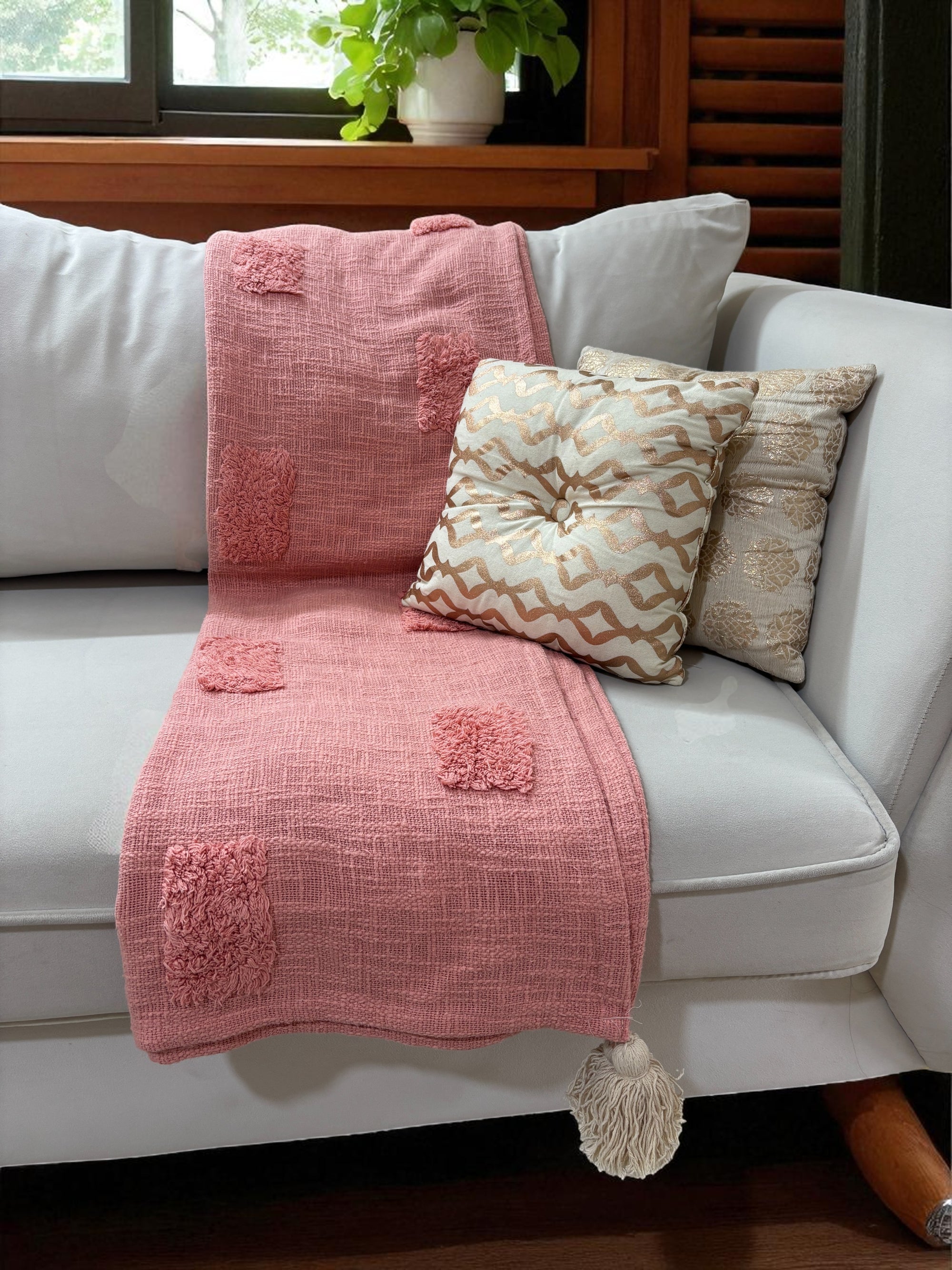 Hand-Made Pink Throw Blanket