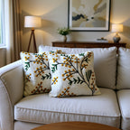 Botanical Embroidered Cotton Cushion Covers - Set of 2