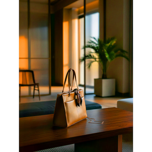 Chic Brown Office Tote Bag with Pouch