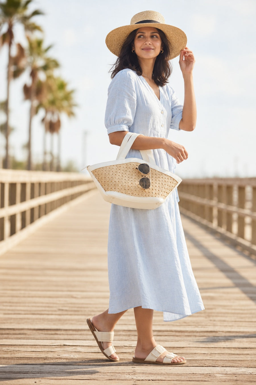 Shoreline Chic Rattan Tote Bag