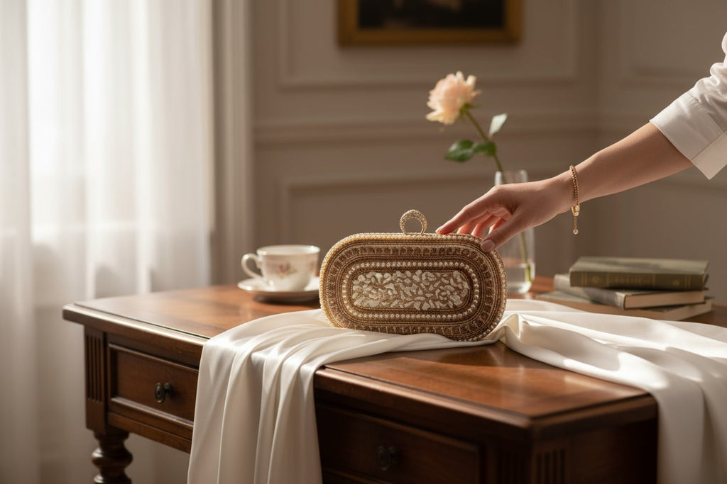 Rose Gold Pearl & Shell Clutch