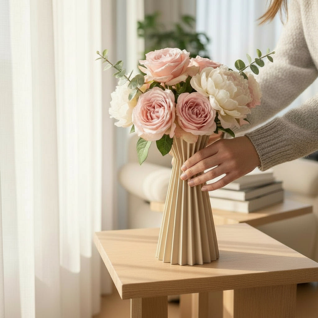 Scandi Pleat Hourglass Vase