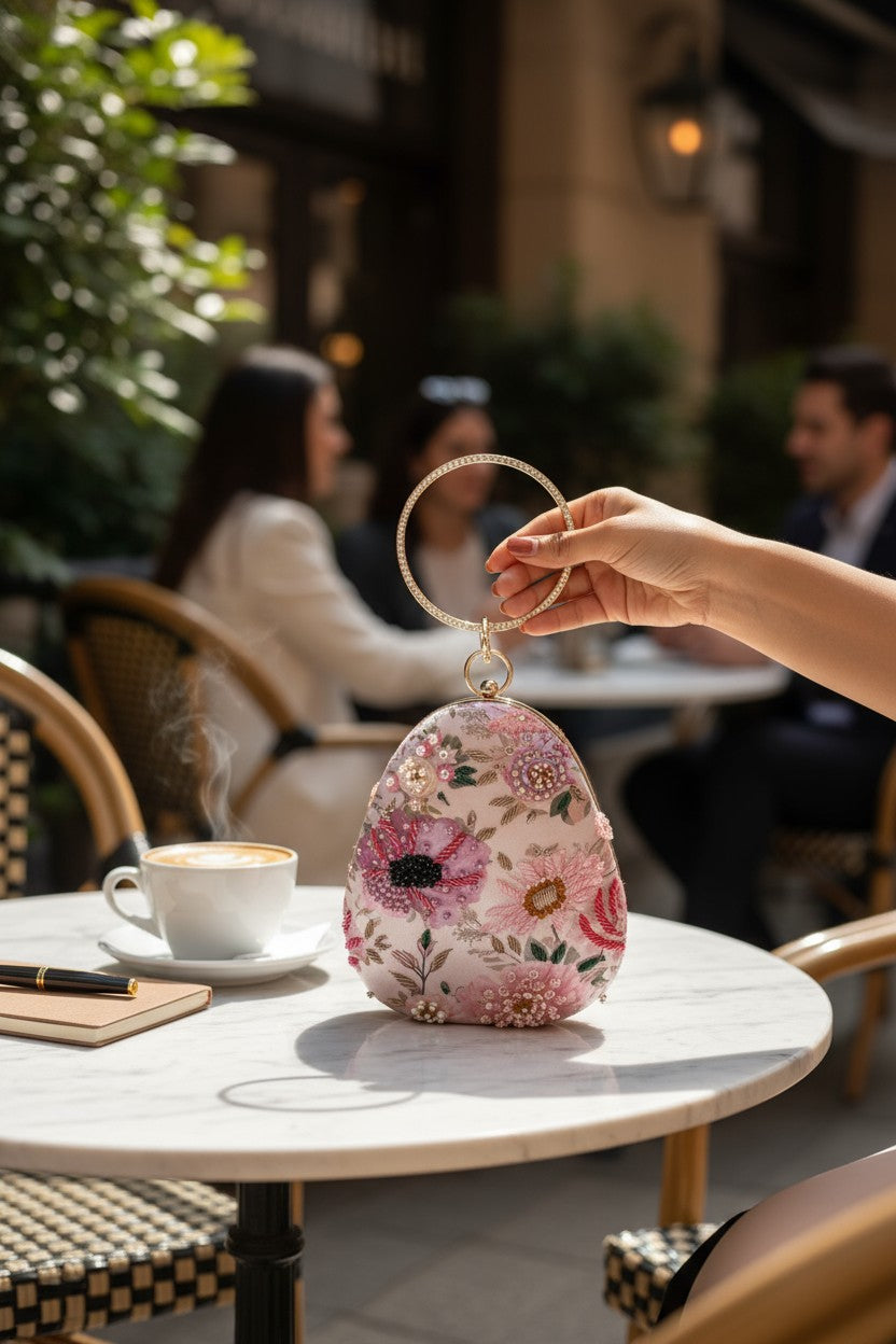 Embroidered Almond Bag