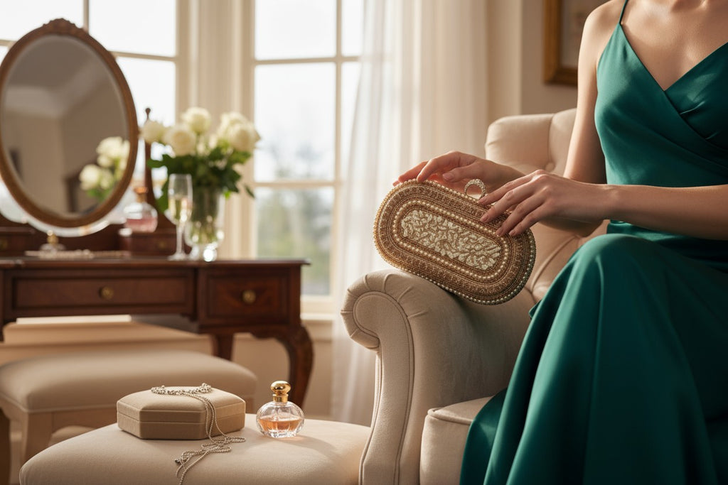 Rose Gold Pearl & Shell Clutch