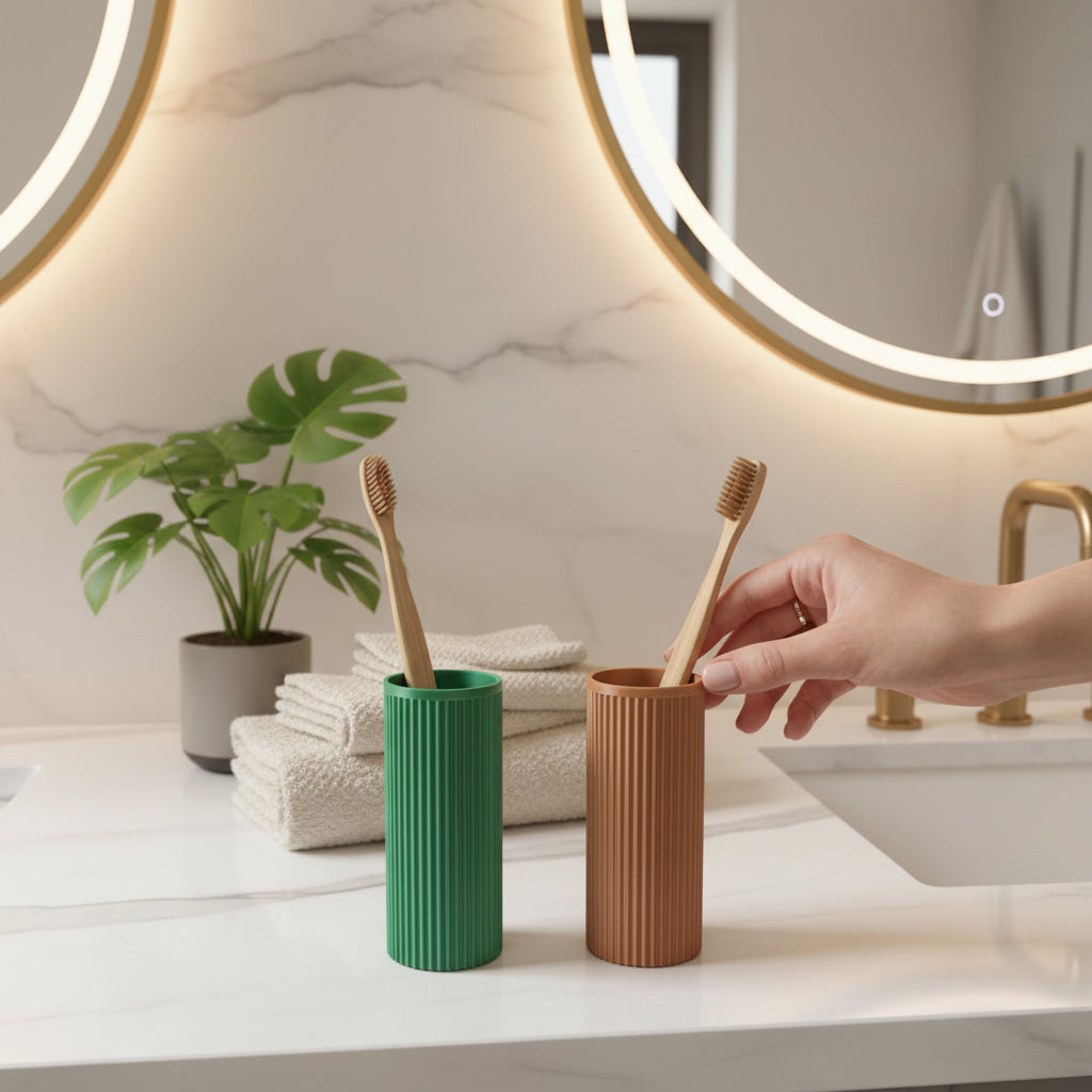 Fluted Toothbrush Holder - Set of 2