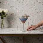 Martini Party Bag in Blue on a marble console
