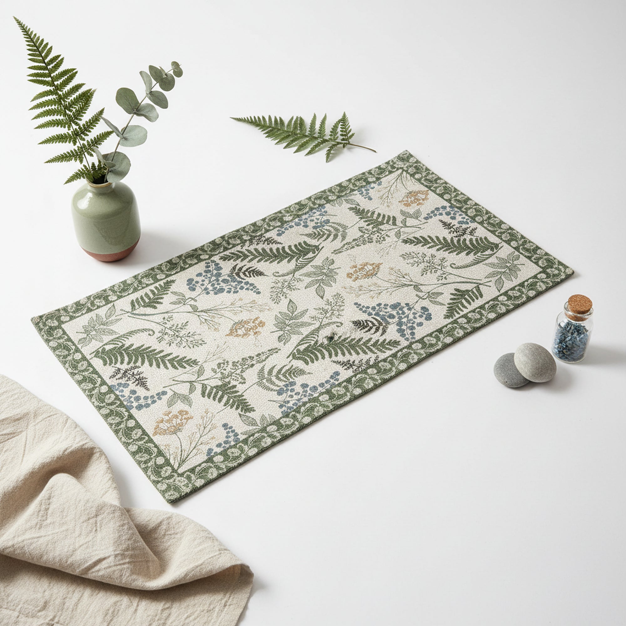 Green Botanical Multi-Purpose Mini Rug