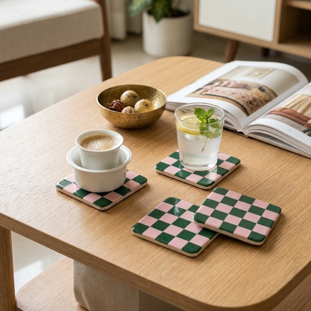 Coffee Date: Me Time coasters, rose