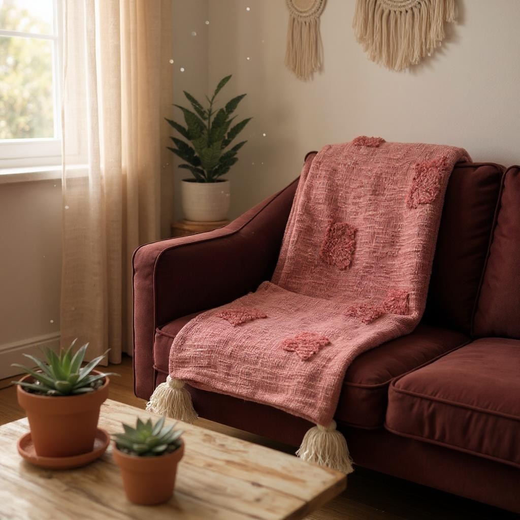 Hand-Made Pink Throw Blanket