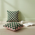 Rain Check checked cushion cover in Garden Rose