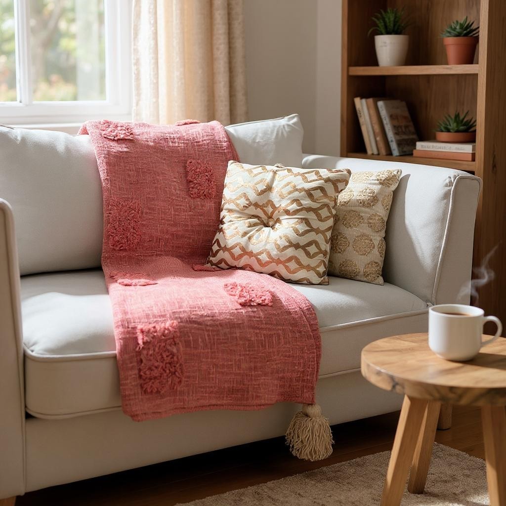 Hand-Made Pink Throw Blanket