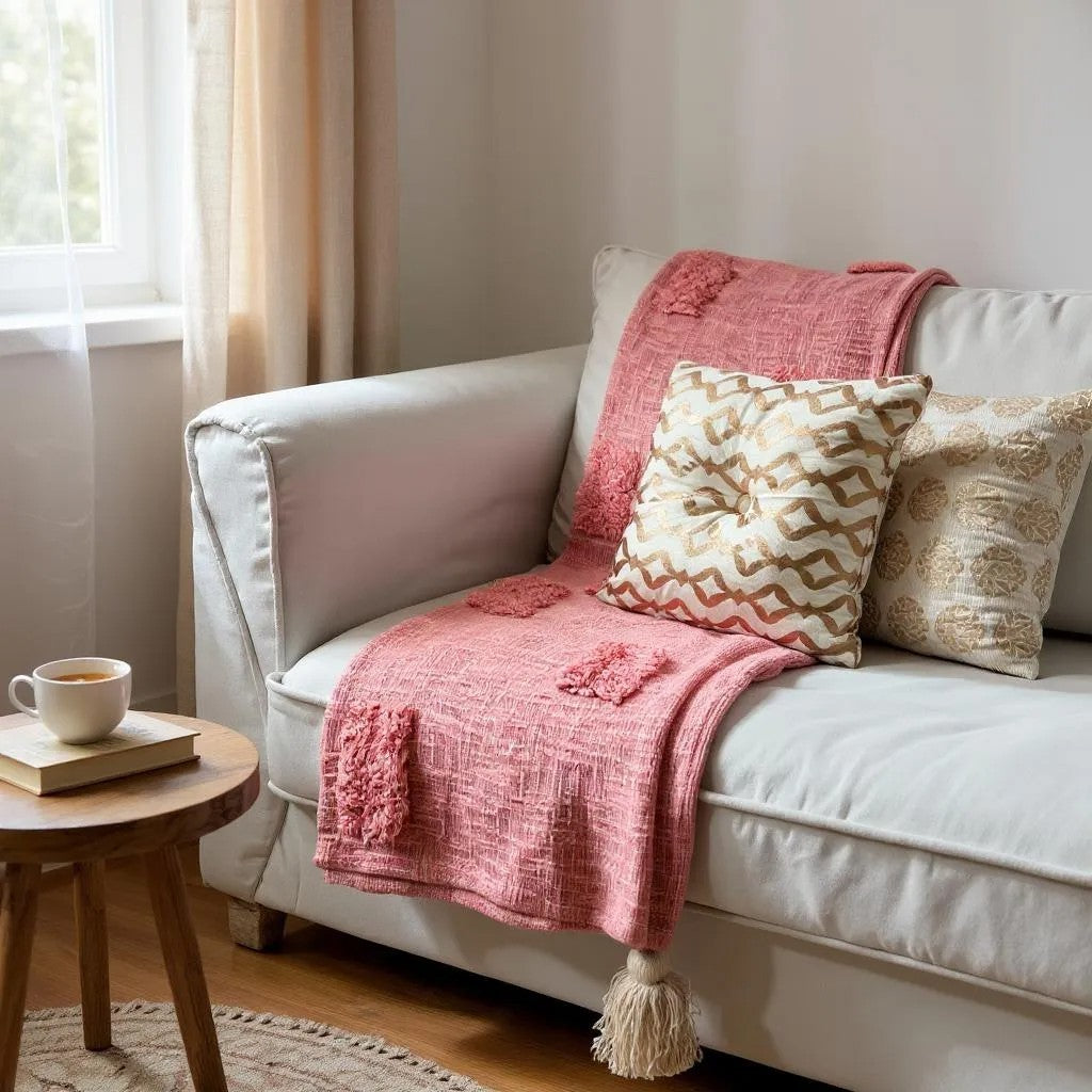 Hand-Made Pink Throw Blanket