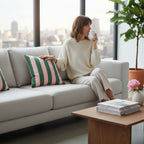 Sunday Reset striped cushion cover in Garden Rose