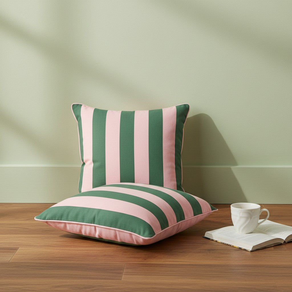 Sunday Reset striped cushion cover in Garden Rose