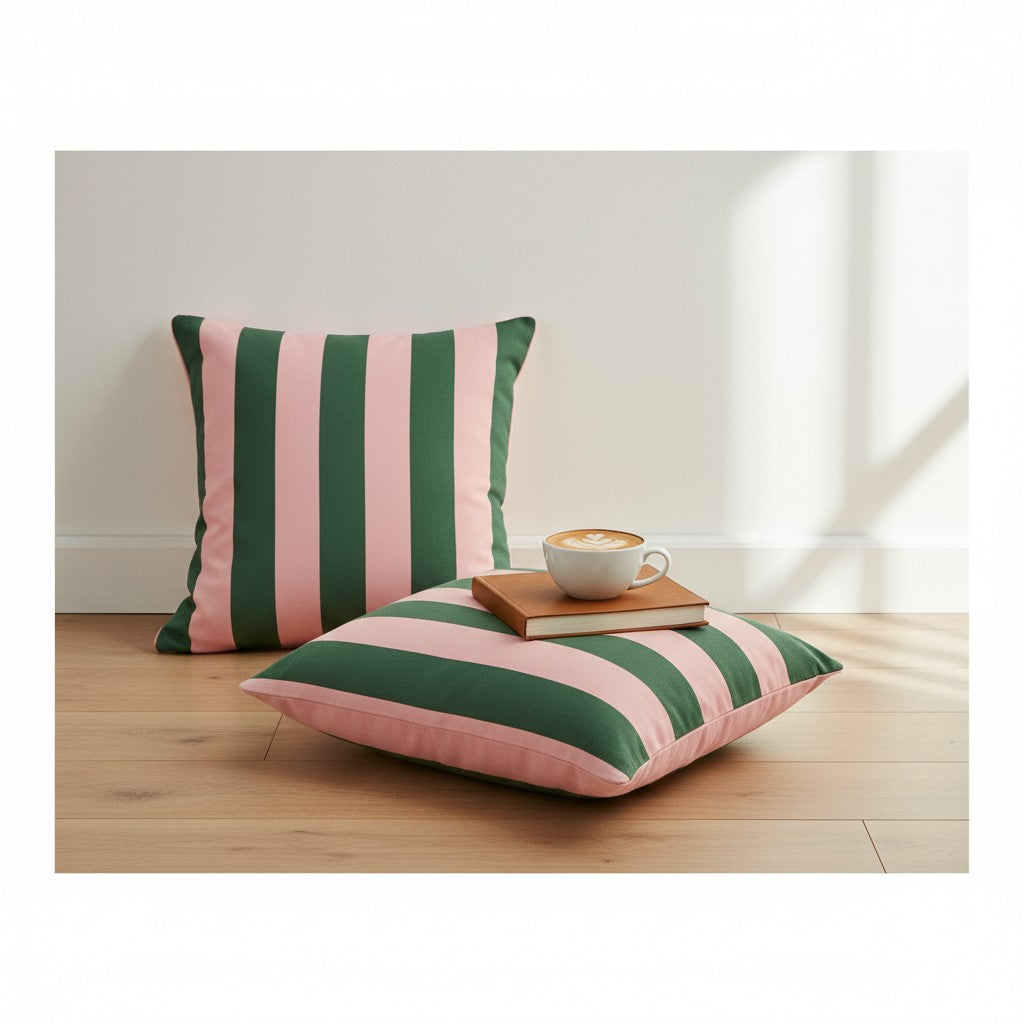 Sunday Reset striped cushion cover in Garden Rose