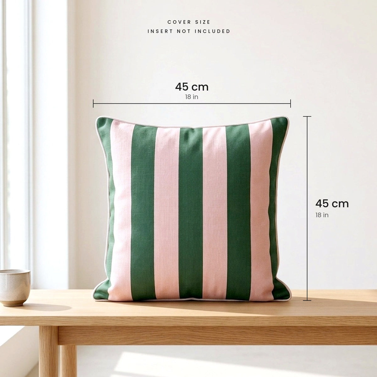Sunday Reset cushion cover size in Garden Rose: 45 x 45 cm (18 x 18 in)