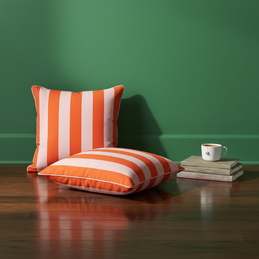 Sunday Reset striped cushion cover in Sunset Coral