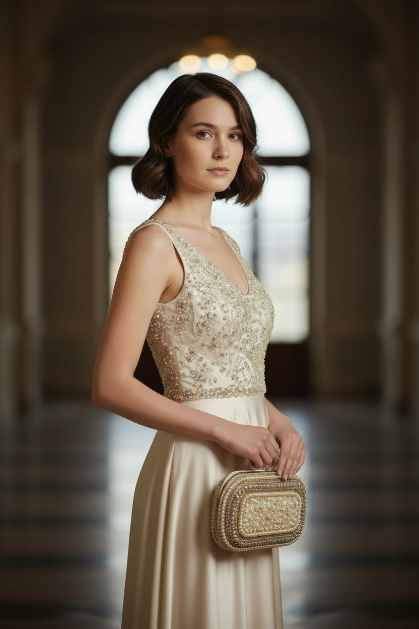 Golden Pearl & Shell Clutch